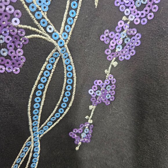 Bob Mackie Top Blouse 2X Wearable Art Peacock Bird Bling Sequined 3/4 Sleeves - Picture 8 of 12